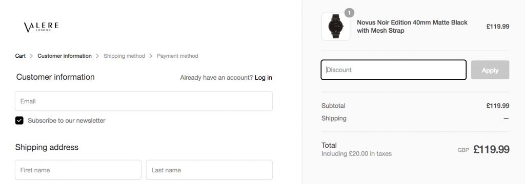 Valere London Redeem Discount Code