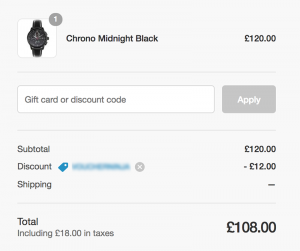 Lord Timepieces Checkout Discount Code Box